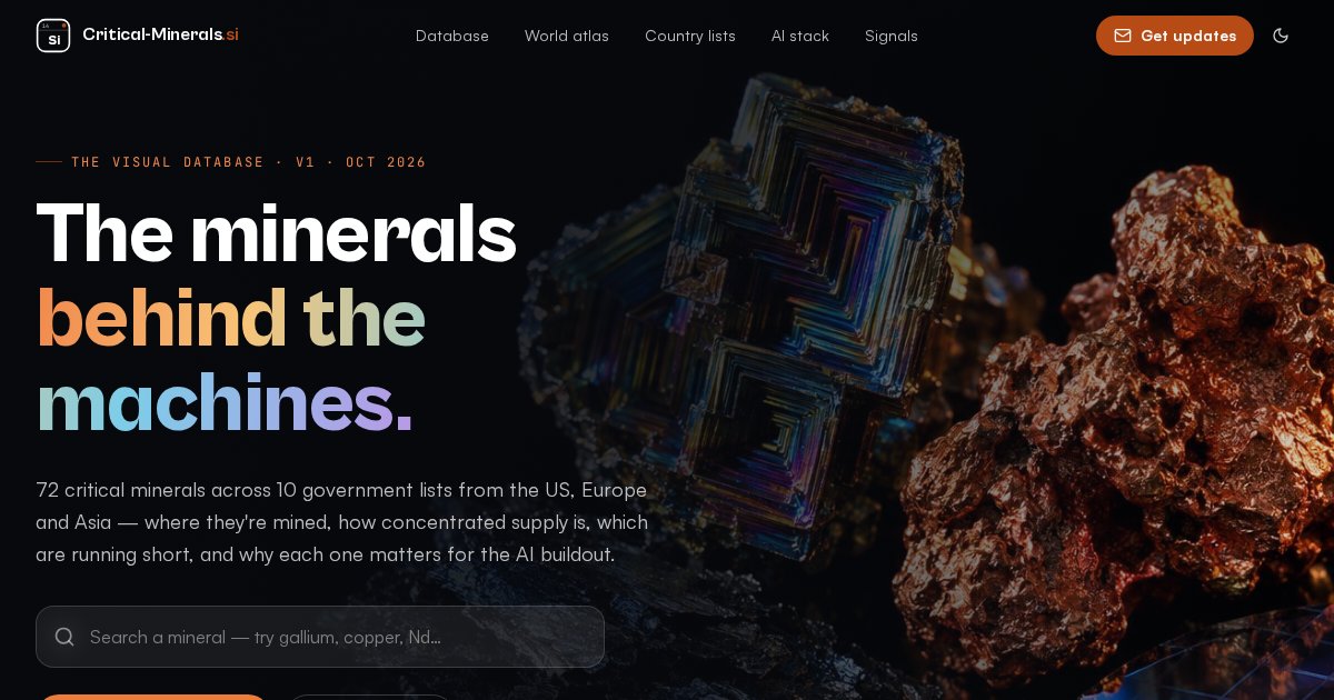 Critical-Minerals.si — The minerals behind the machines